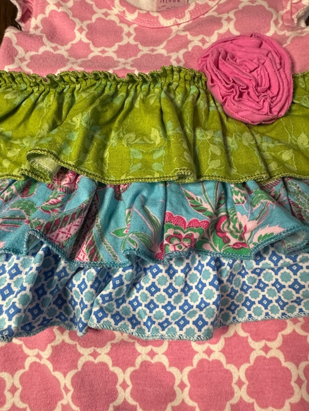 Giggle Moon Pink Ruffled Romper withTiered Ruffles - Picture 4 of 5